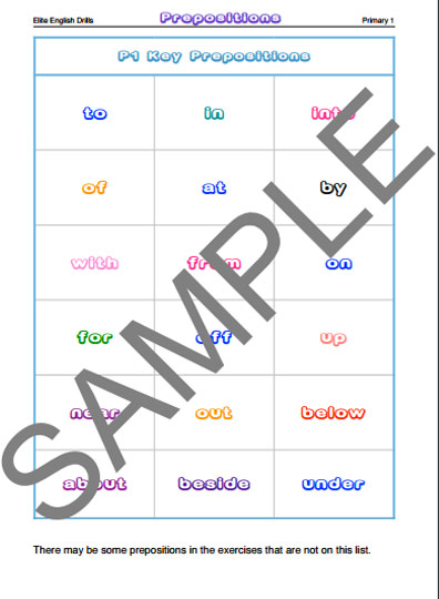 Sample Prepositions  | Elite Kids